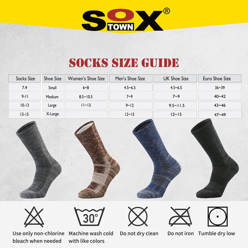Sox Town Moisture Wicking Breathable Performance Combed Cotton Cushion Crew Socks Men 6 Pack Shoe Size: 6-12 Navy Blue - BeesActive Australia