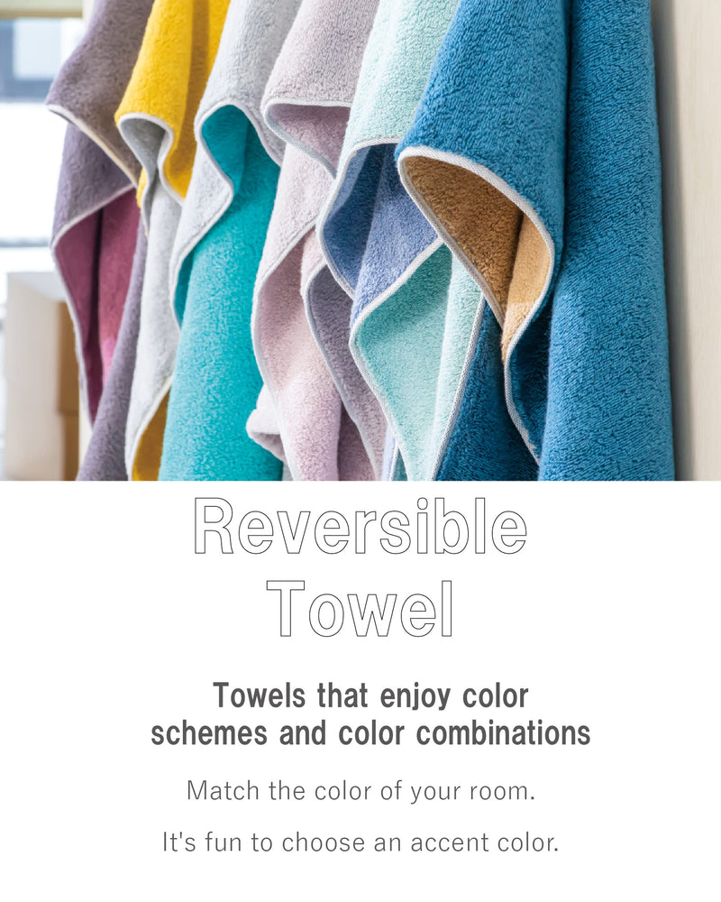 Imabari Towel Riversible Hand Towel Made in Japan Set of 2 Thick Absorbent Quick-Dry 100% Cotton (Face Towel, Navy×Beige) Face towel - BeesActive Australia