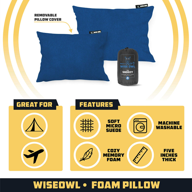 Wise Owl Outfitters Camping Pillow Compressible Foam Pillows – Use When Sleeping in Car, Plane Travel, Hammock Bed & Camp – Great for Kids - Compact Small, Medium & Large Size - Portable Bag Blue Small 12x16 - BeesActive Australia