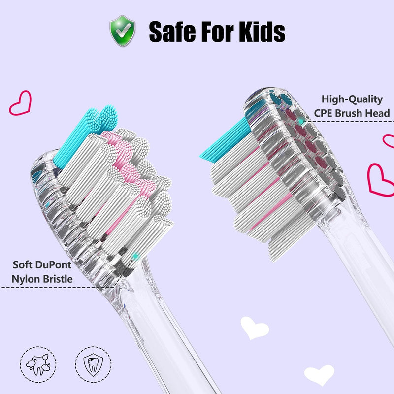 Dada-Tech Kids Electric Toothbrush, Sonic Childrens Battery Powered Soft Tooth Brush with Timer for Junior Boys and Girls Ages 2+, Rainbow Flashing LED Light, Waterproof, 3 Brush Heads (Pink) Pink - BeesActive Australia