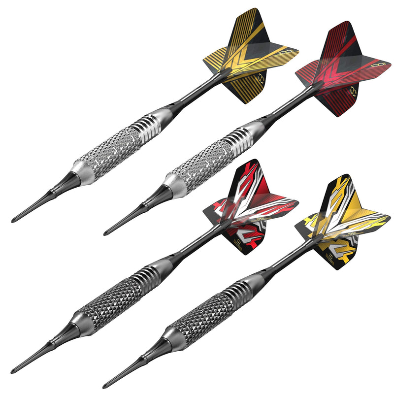 CC-Exquisite Professional - Plastic TIP Darts Set -12 X 18g Steel Barrels Soft TIP Darts for Electronic Dartboard- 100 Extra Tips, 12 Aluminum SHAFTS 35/48mm, 20 Flights, Extra O' Rings + CASE - BeesActive Australia