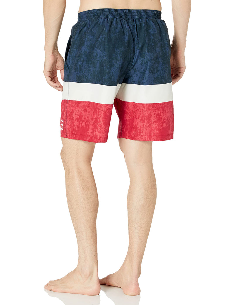 TYR Men's Shoreline Swell Swim Short Red White Blue Large - BeesActive Australia
