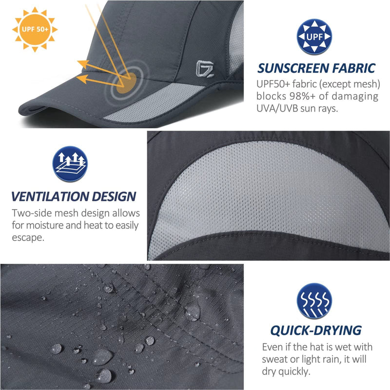 GADIEMKENSD Outdoor Running Hat Unstructured Sports Cap Quick Dry Mesh for Adults Dark Gray 7-7 1/2 - BeesActive Australia