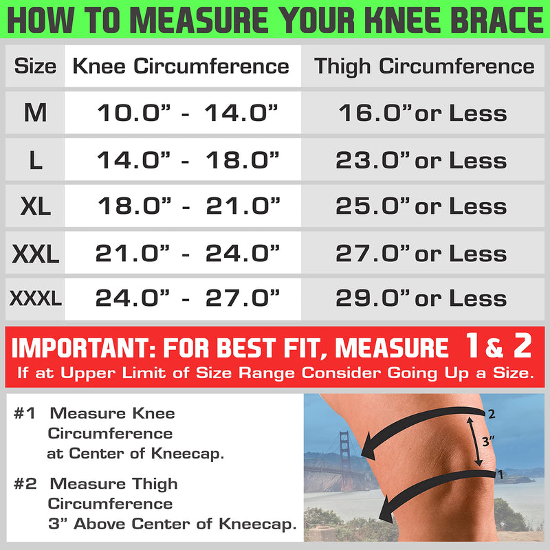 TechWare Pro Knee Brace Support - Knee Braces for Knee Pain. Relieves ACL, LCL, MCL, Meniscus Tear, Arthritis, Tendonitis Pain. Dual Stabilizers Non Slip Neoprene. Adjustable Bi-Directional Straps -5 Sizes Black Large - BeesActive Australia