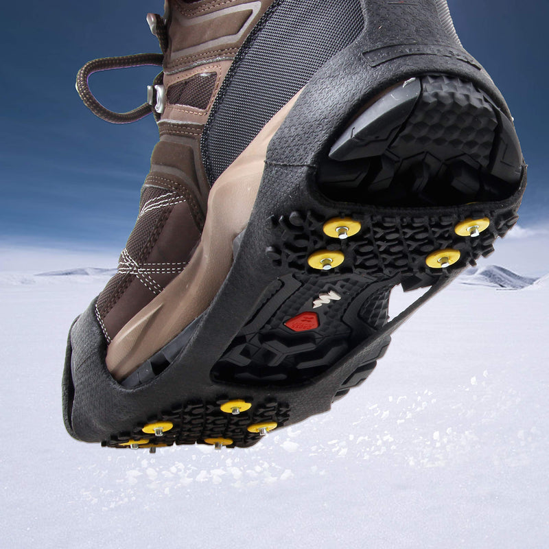 SILANON Ice Snow Cleats for Shoes Boots,Walk Traction Cleats Rubber Crampons Anti Slip 10-Stud Winter Ice Cleat Slip-on Stretch Footwear for Women Men Kids Small(2.5-4 men/4-5.5 women) - BeesActive Australia