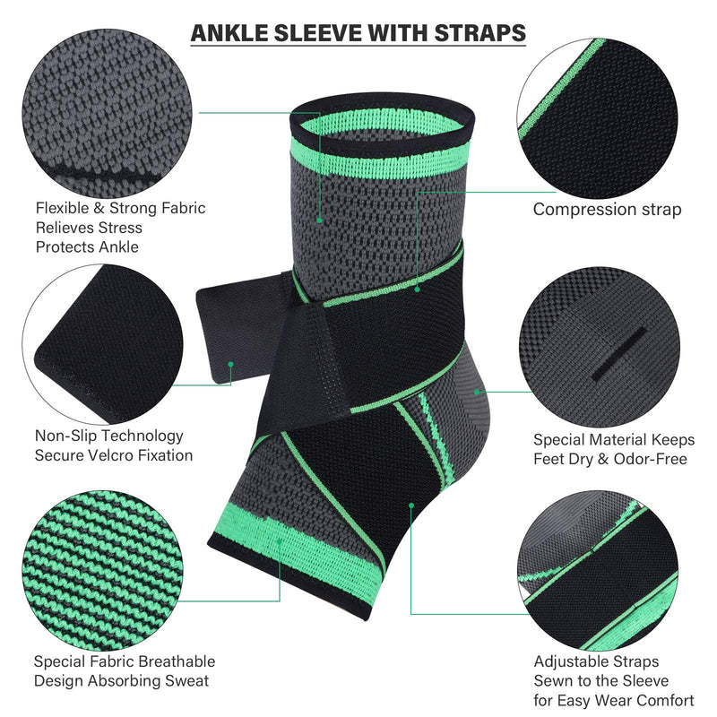 Ankle Support Brace, Adjustable Compression Ankle Support, for Men Women Achilles Tendon Support and Plantar Fasciitis, Stabilize Ligaments, Eases Pain Swelling and Sprained Ankle Pain (Large) Large - BeesActive Australia