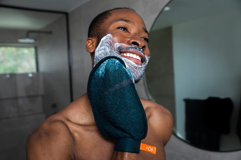 Cleanlogic Men Face & Body Grooming Mitt Black/grey, Assorted Colors, 3 Count Sport - Bath Mitt - BeesActive Australia