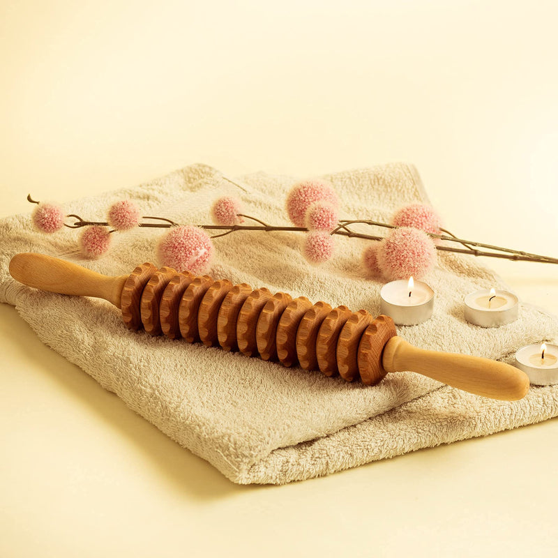 Mr. Woodware Wood Roller Massager for Body - 15.6 inch Lymphatic Drainage Manual Massage Tools for Sculpting, Muscle Shaping, Celulite Remover - Wooden Massage Tool for Manual Maderotherapy Straight Roller - BeesActive Australia
