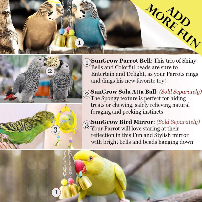 SunGrow Parrot Bell Toy, Galvanized 3 Steel Bells for Cockatiels, Conures, Chicken, Duck & Lovebirds, Jingle Sound - BeesActive Australia