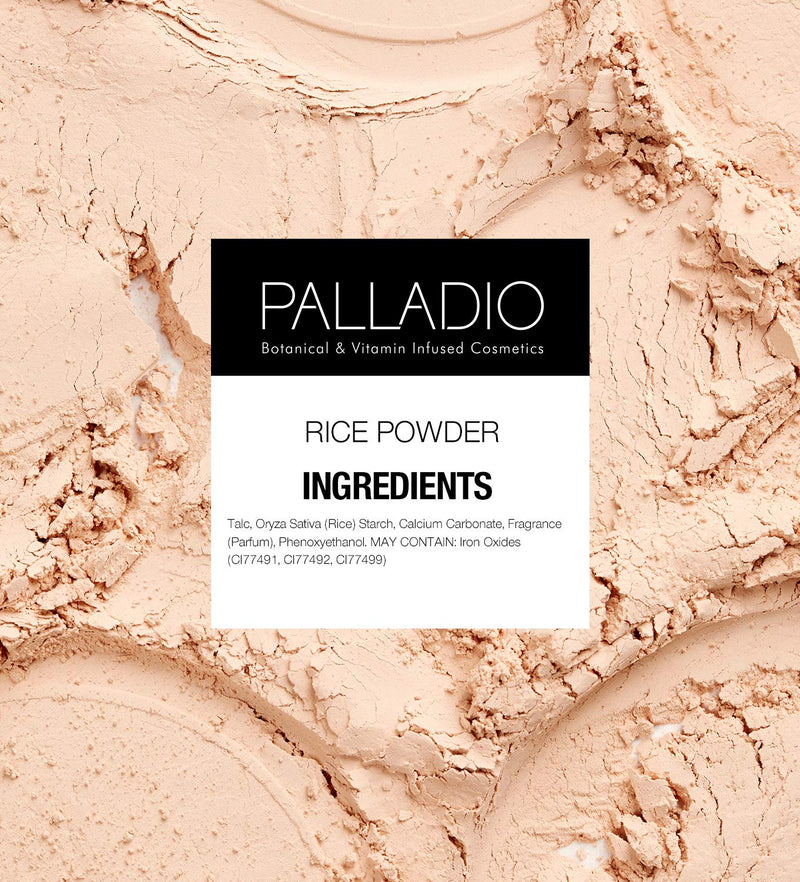 Palladio, Pressed Rice Powder with Mirror Mattifying Makeup Setting that Lasts All Day Instantly Absorbs Oil Works alone or with makeup, Translucent, 0.26 Ounce - BeesActive Australia