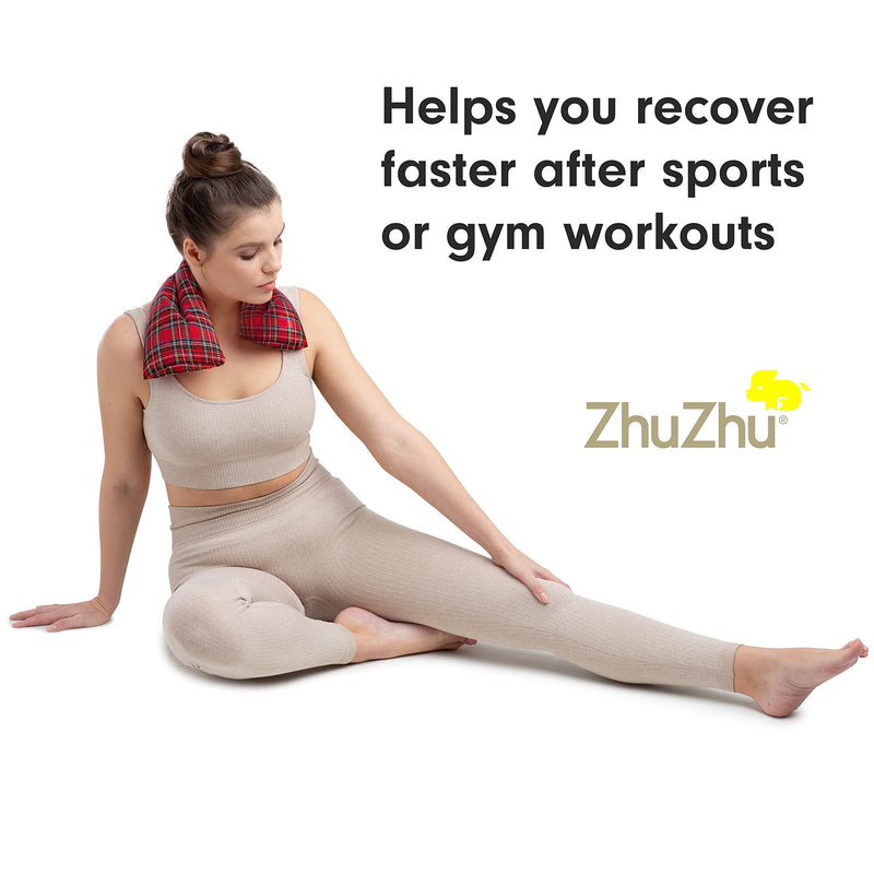 Zhu-Zhu Lavender Body Wrap - Microwavable Wheat Bag - Red Tartan Microwave Heat Pack - Natural Pain Relief Heat Therapy Pad - BeesActive Australia