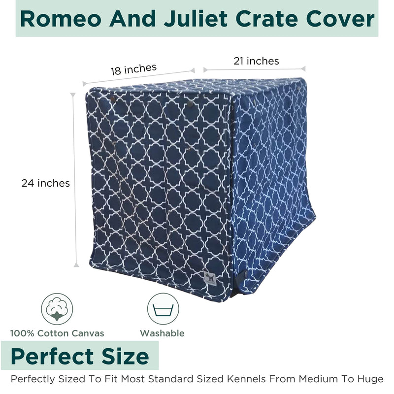 Molly Mutt Dog Crate Cover - Dog Kennel Cover - Dog Crates Cover - Cover for Dog Crate - Create A Dog Crate That Looks Like Furniture - Small Kennel Cover - Fabric Crate Cover - Dog Kennel Covers 24"x18"x21" Romeo & Juliet - BeesActive Australia