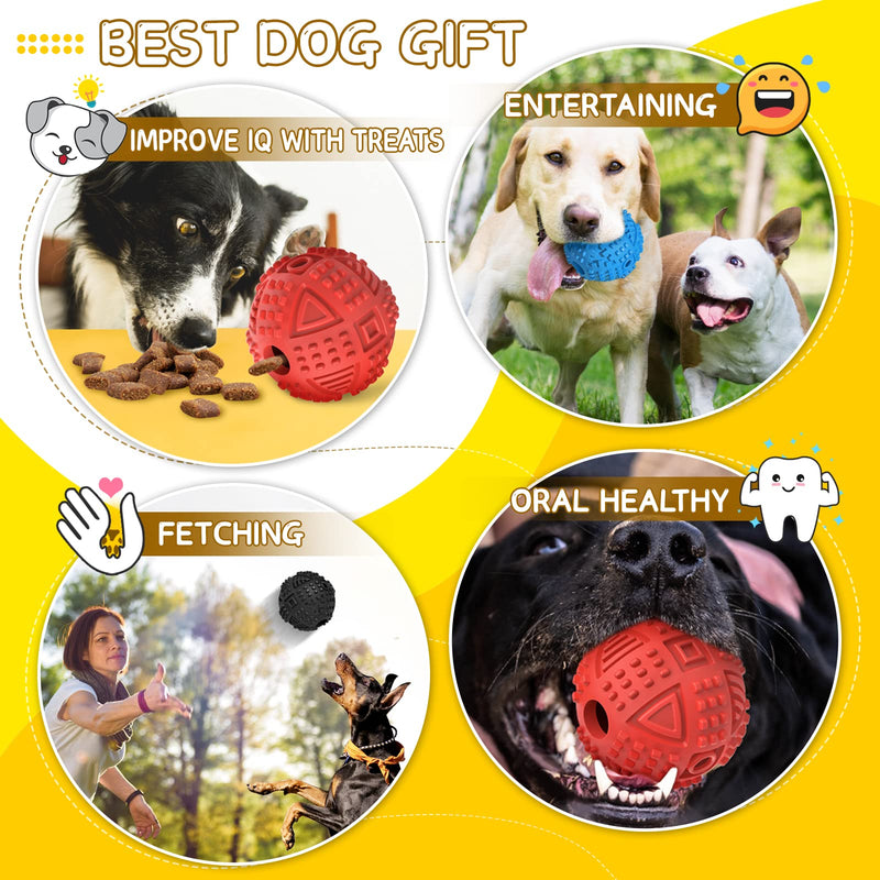 Dog Balls Treat Dispensing Dog Toys, Dog Toys for Aggressive Chewers Large Breed, Nearly Indestructible Squeaky Dog Chew Toys for Large Dogs, Natural Rubber Dog Puzzle Toys, Tough IQ Dog Treat Balls BALL-Blue - BeesActive Australia