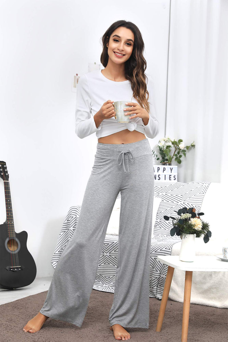 WiWi Bamboo Pajama Pants for Women Plus Size Pajamas Bottoms Wide Leg Lounge Sweatpants Soft Sleep Pant S-4X A-heather Grey 4X - BeesActive Australia