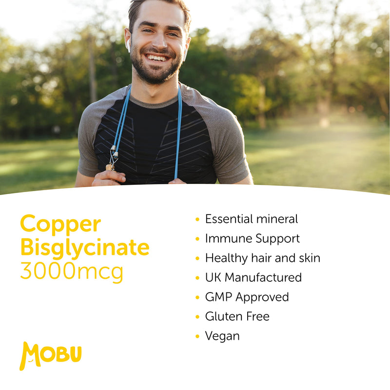 Copper Bisglycinate 3mg 120 Tablets � Chelated Form � Immune System Support � Vegan UK Made � GMP Approved � MOBU - BeesActive Australia