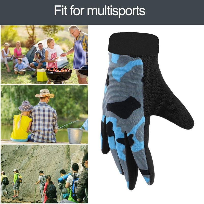 Accmor Kids Cycling Gloves, Kids Fishing Gloves, 4-10 Years Boys Girls Kids Sport Gloves, Breathable Non-Slip Full Finger Gloves for Child Cycling Climbing Riding Biking Outdoor Sports B-Blue Grey - BeesActive Australia