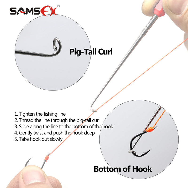 [AUSTRALIA] - SAMSFX Fishing Loop Tyer and Quick Knot Tool Fishing Hook Remover Tools Red Handle 