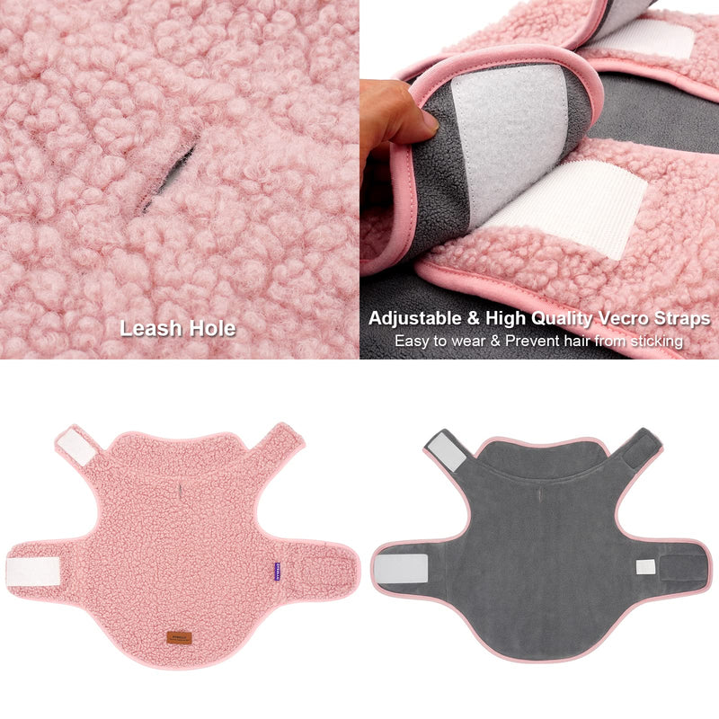 cyeollo Dog Coat Sherpa Fleece Reversible Jacket Turtleneck Sweater Vest Thick Dog Jackets for Winter Warm Clothes Cold Weather Coats for Small to Medium Dogs Apparel XX-Large Pink - BeesActive Australia