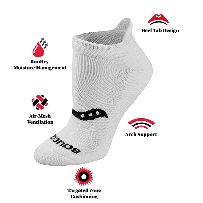 Saucony Women's Performance Heel Tab Athletic Socks (8 & 16 Pairs) Shoe Size: 5-10 Basic White (8 Pairs) - BeesActive Australia