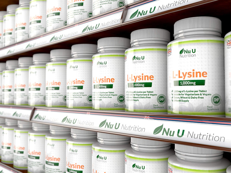 L-Lysine 1000mg | 180 Tablets (6 Month Supply) | Vegetarian and Vegan L lysine 1000mg by Nu U Nutrition - BeesActive Australia