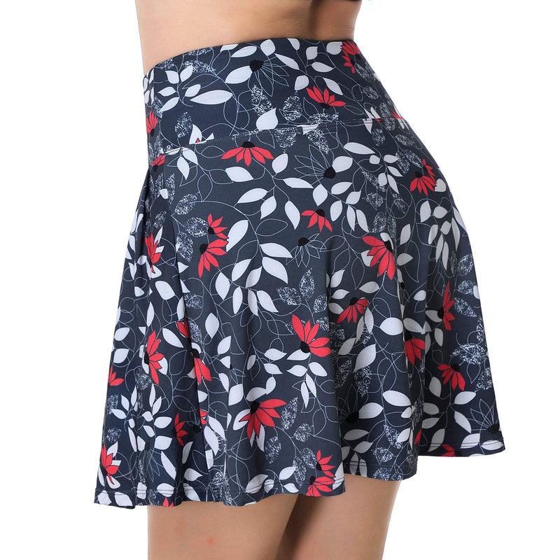 Xioker Women Skorts Skirts for Tennis Clothing,Golf Skorts with Pockets&Running Tennis Skirts for Women Flower Printed Skirts Large - BeesActive Australia