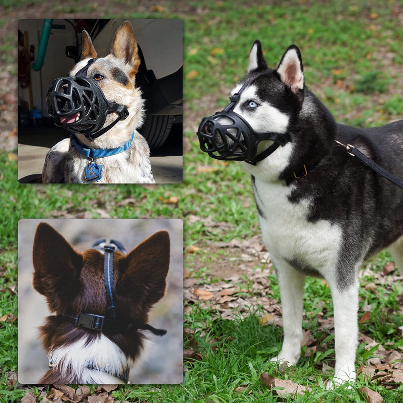 Dog Muzzle, Breathable Basket Muzzles for Small, Medium, Large and X-Large Dogs, Anti-Biting, Barking and Chewing Dog Mouth Cover L Black - BeesActive Australia