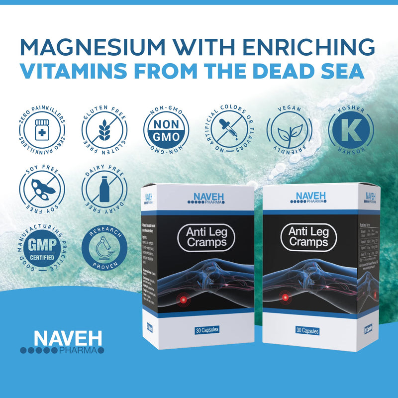 MAGNOX Anti Leg Cramps Magnesium Supplement for Muscle Pain Relief, 190mg, Nocturnal Leg Cramps, Pregnancy Cramps, Calf Cramps, Cramps in Feet, Charley Horse, Proven Remedy by Naveh Pharma (30 Caps) 1 Count (Pack of 30) - BeesActive Australia