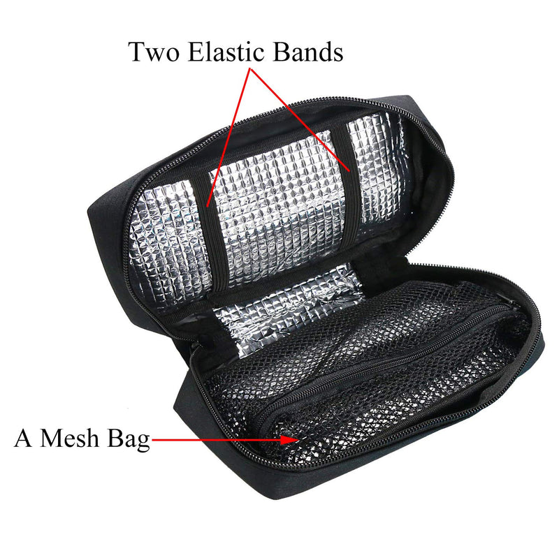 Portable Insulin Travel Bag,ONEGenug Medical Care Protector Case Organizer Medical Bag for The Diabetic (Black+2 Ice Packs) Black+2 Ice Packs - BeesActive Australia