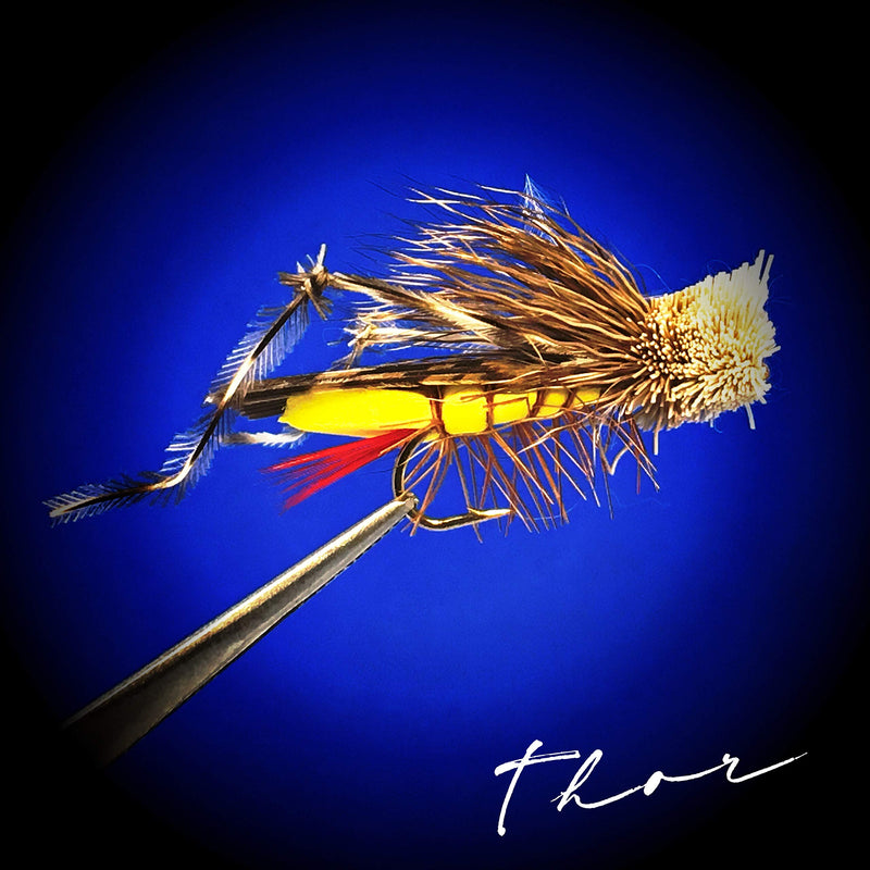 Thor Outdoor Dave's Hopper - 3 Pc Topwater Fly Fishing Set - Dry Flies for Bass, Panfish, Trout - Hook Size 10 - BeesActive Australia