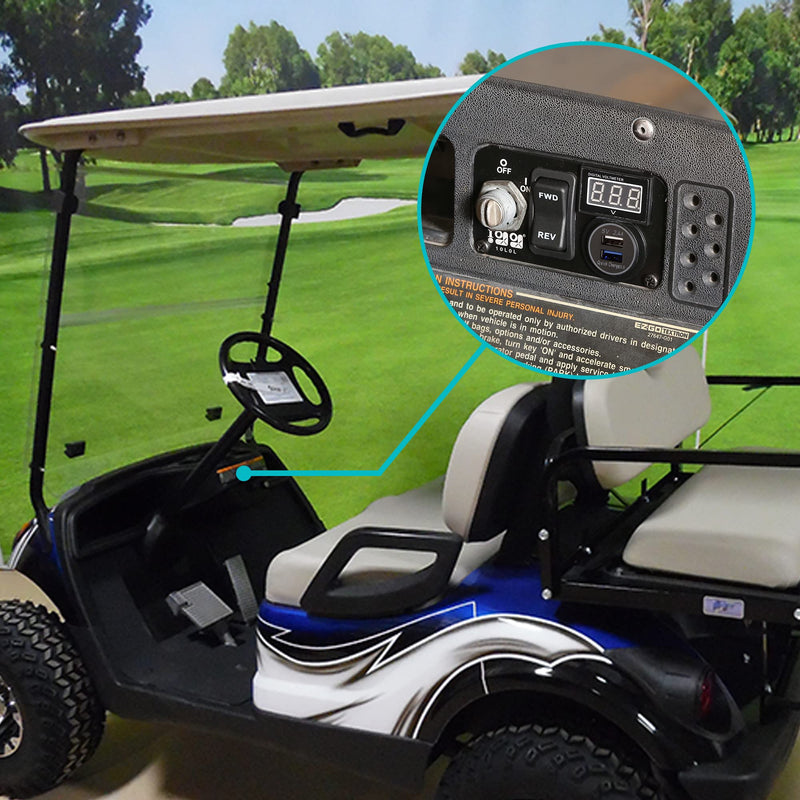 10L0L Golf Cart Key Switch Console Plate Panel for EZGO TXT PDS 2003-up Electric, Equipted Forward Reverse Switch & LED Digital Voltmeter & 12V 3.0 Fast Charger Dual USB Socket - BeesActive Australia