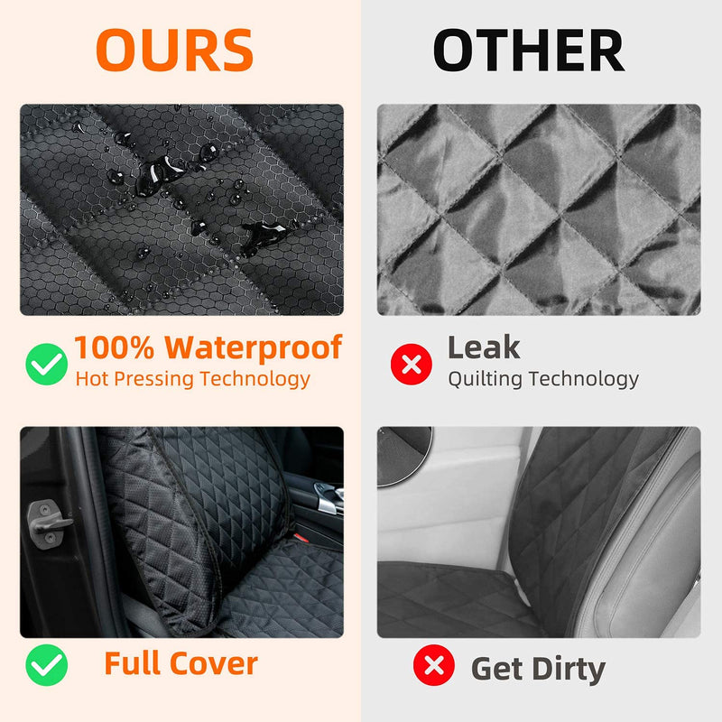 PETICON Waterproof Front Seat Car Cover 2 Pack, Full Protection Dog Car Seat Cover with Side Flaps, Nonslip Scratchproof Captain Chair Seat Cover Fits for Cars, Trucks, SUVs, Jeep, Black - BeesActive Australia