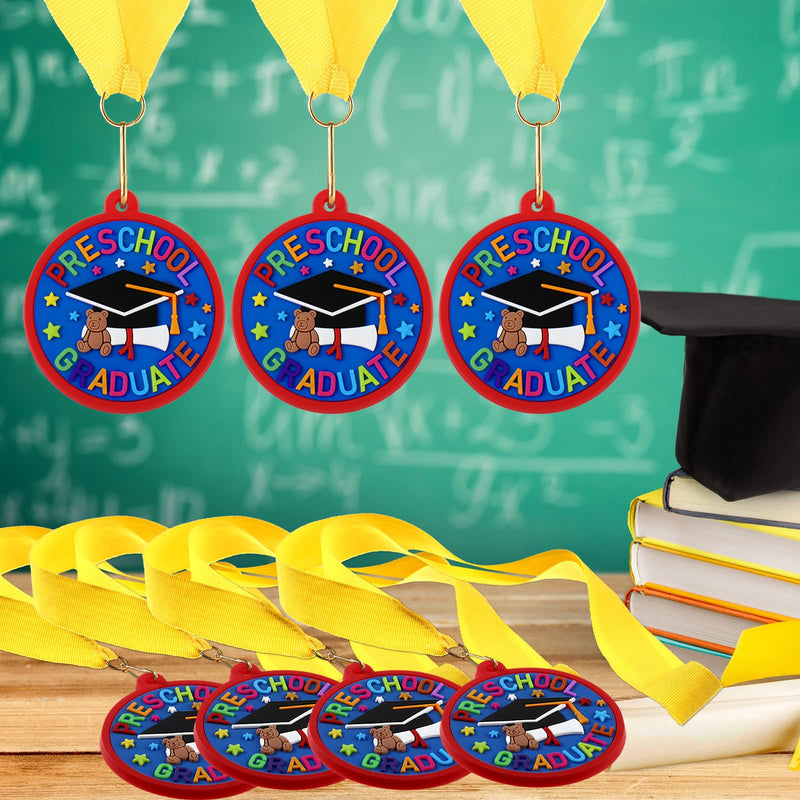 24 Pcs Kindergarten Preschool Graduation Medal for Kids Graduating Award Medals with Yellow Neck Ribbon for Students Graduation Party Favors Supplies, 2 Inch - BeesActive Australia