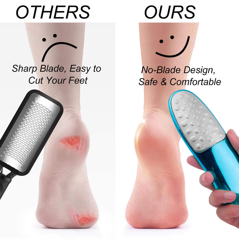Foot Scrubber with Holder, Never-Cut-Your-Skin Callus Remover for Feet, Double-Sided Foot Scraper with Mirror-Like Handle, Pedicure Foot File Best Foot Scrubber Callus Remover, Durable and Easy to Use - BeesActive Australia