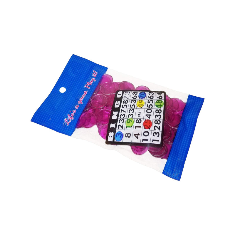 MR CHIPS Magnetic Bingo Chips - Metal Edge - 100pcs - 3/4" - Available in 7 Colors in A Reusable Bag Transparent Purple - BeesActive Australia