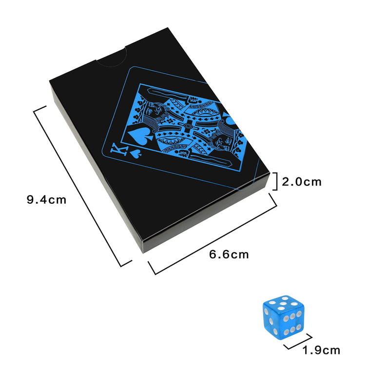 Poker Playing Cards Dice Sets Poker Table Cards PVC Waterproof Stacking Cup Dice Grade AAA Precision 19mm Serialized Casino Craps Dice with Razor Edges and Corners for Classic Magic Tricks Deck Blue - BeesActive Australia