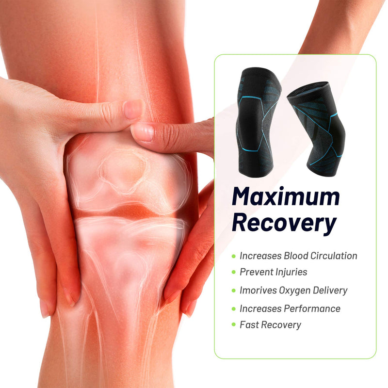 Knee Brace Sleeves 2 Pack Joint Protection and Support Knee Compression Sleeve for Knee Pain Fit for Men and Women - Non-Slip Knee Support for Running, Basketball, Weightlifting - M - BeesActive Australia