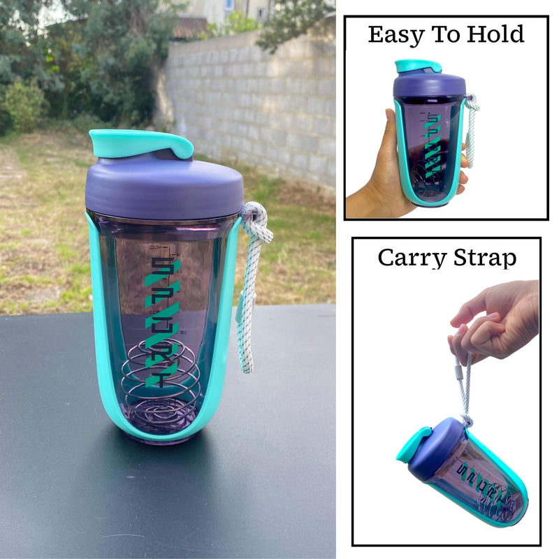 Qavi Protein Shaker Bottle With Stainless Steel Mixing Wire Ball and Rope, Premium Shaker Made of Tritan Materiel BPA Free, Durable Leakproof And Odourless | 590ml Green - BeesActive Australia