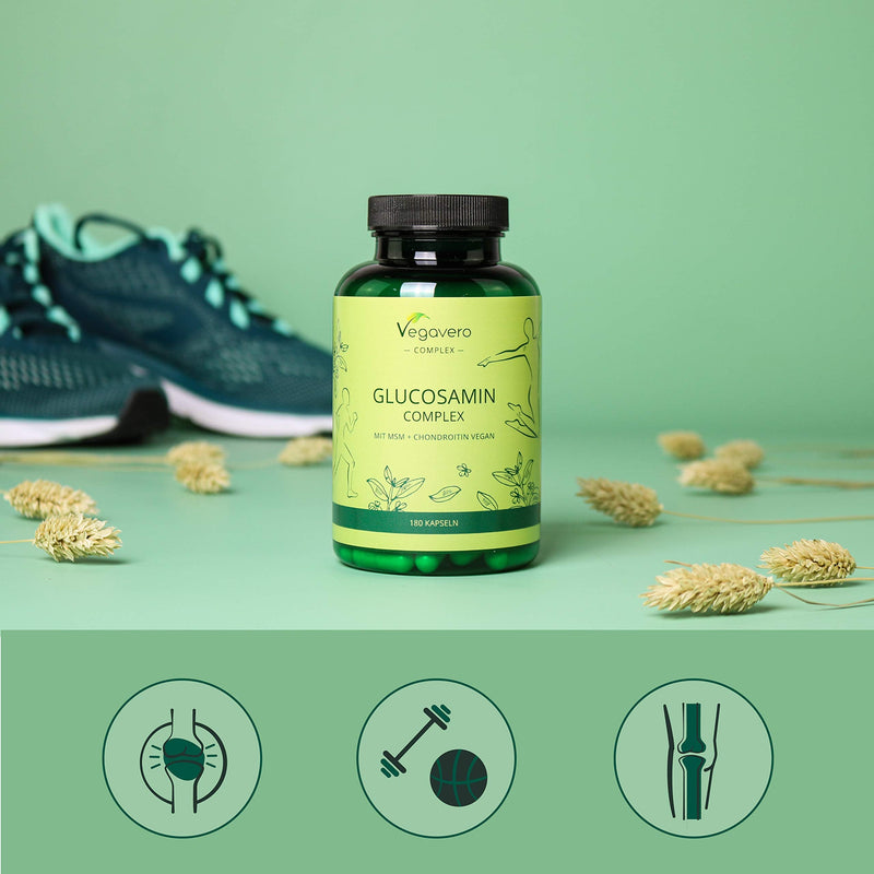 Glucosamine Complex Vegavero® | Vegan | with Chondroitin (Mythocondro®), MSM, Devil's Claw and Vitamin C | NO Additives | 180 Capsules - BeesActive Australia