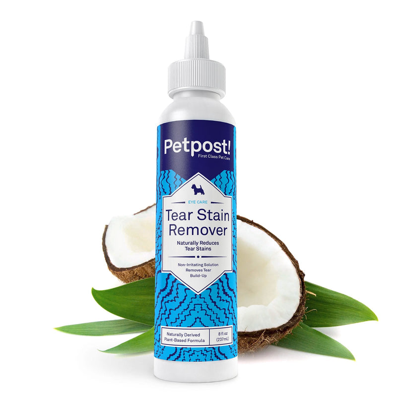 Petpost | Tear Stain Remover for Dogs - Best Natural Eye Treatment for White Fur - Soothing Coconut Oil - Maltese, Shih Tzu, Chihuahua Angels Approved - Chemical and Bleach Free - 8 Oz. - BeesActive Australia