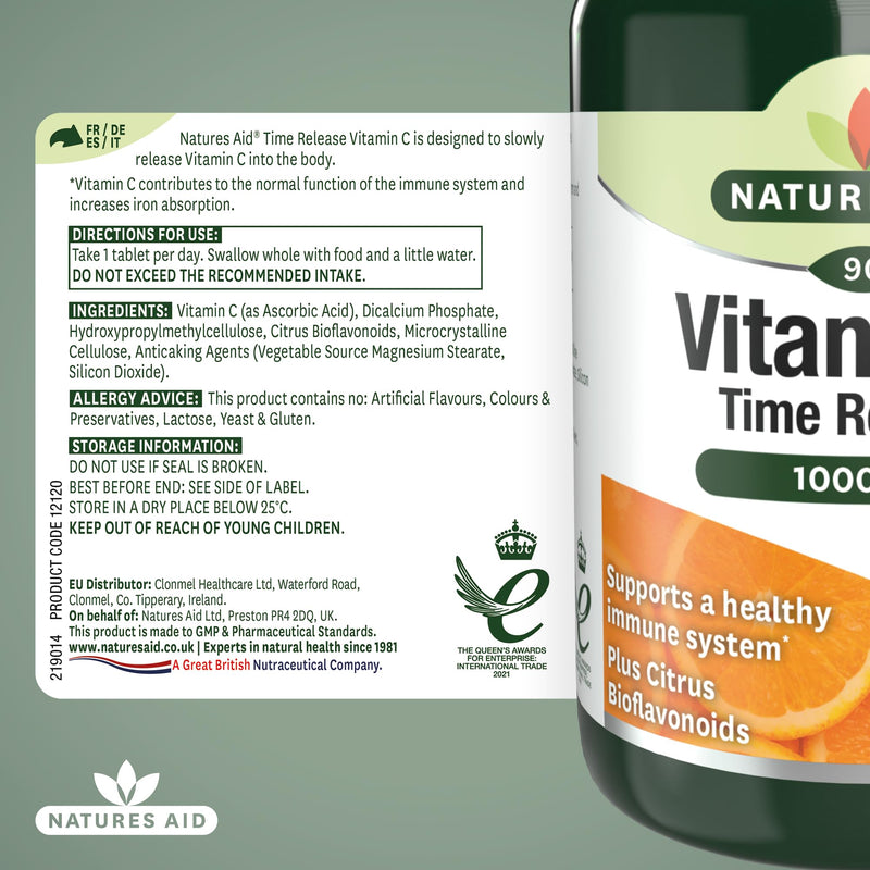Natures Aid Vitamin C Time Release Citrus Tablets 1000mg Pack of 90 Vitamin C Time Release 1000mg, 90 Tablets - BeesActive Australia