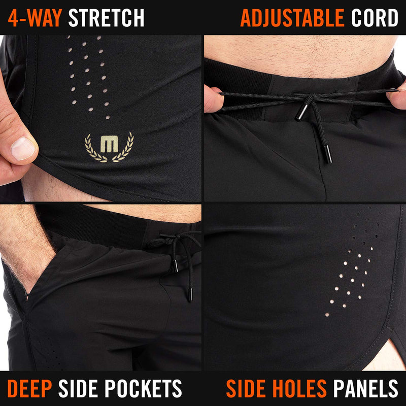 MAVA Mens Shorts for Basketball, Workout, Running, Gym Shorts with Loose Fit Black & Gold X-Large - BeesActive Australia