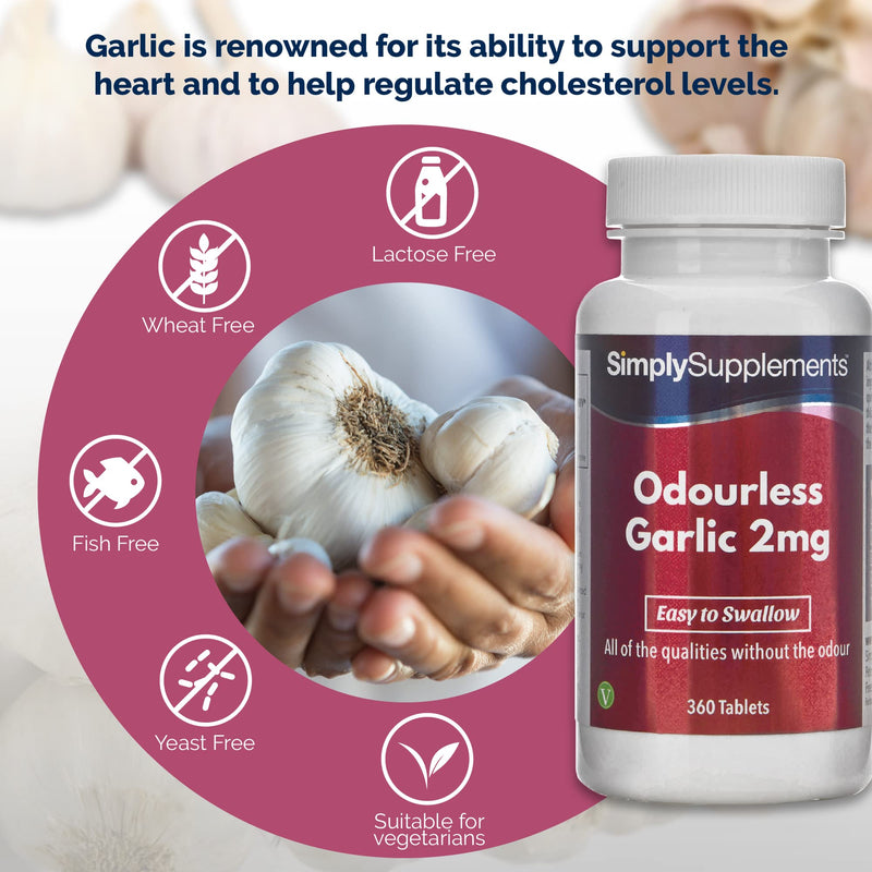 Odourless Garlic 2mg | 360 Tablets | Supports Heart Health & Circulation | Manufactured in The UK - BeesActive Australia