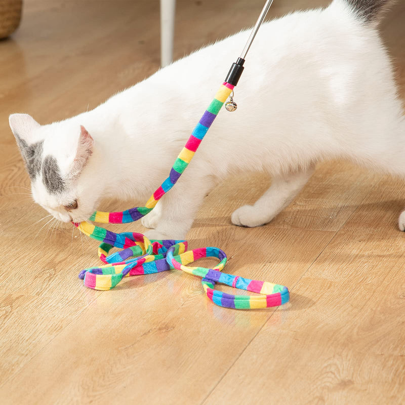 FYNIGO Interactive Cat Rainbow Wand Toys for Indoor Cats and Kittens,Colorful Cat Teaser Wand String Plush Toy,Original Product Strong and Sturdy(2 Pack) - BeesActive Australia