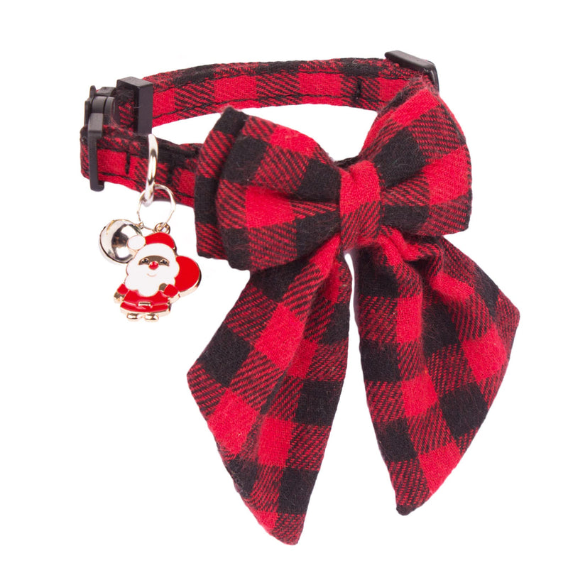 ADOGGYGO Christmas Cat Collars Breakaway with Stylish Bowtie, 2 Pack Red Green Plaid Christmas Kitten Collar with Bell Removable Bow Cat Christmas Collar for Cats Kittens - BeesActive Australia