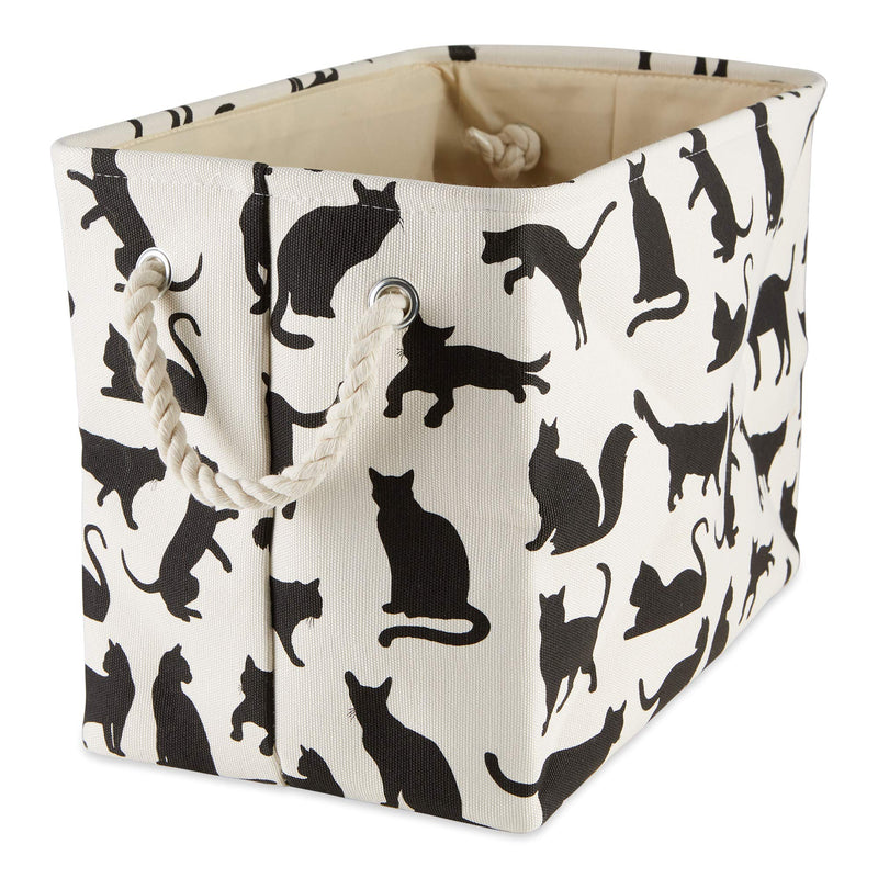 Bone Dry Pet Storage Collection Collapsible Bin with Soft Rope Handless, Small Rectangle, 14x8x9, Cats Meow Print Small Rectangle, 14x8x9" - BeesActive Australia