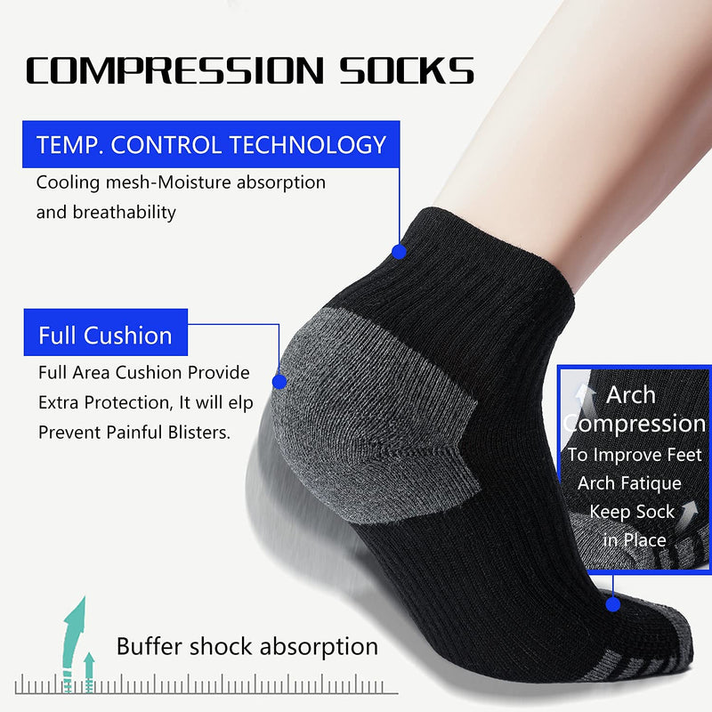 Copper Compression Socks for Men & Women Circulation-Ankle Plantar Fasciitis Socks Support for Athletic Running Cycling A03 - White Large-X-Large - BeesActive Australia