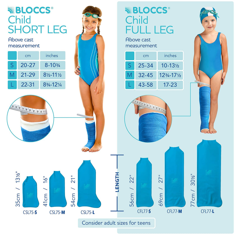 Bloccs Waterproof Cover for Plaster Cast Leg, Swim, Shower & Bathe. Watertight Protector, Child Short Leg (Small) S - BeesActive Australia