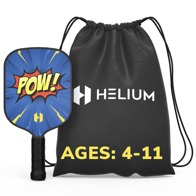 Helium Pickleball Paddle for Kids – Child Size Paddle for Children 12 and Under, Lightweight Honeycomb Core, Graphite Strike Face, Pickleball Paddle & Drawstring Bag - POW! 1 Paddle Set - BeesActive Australia