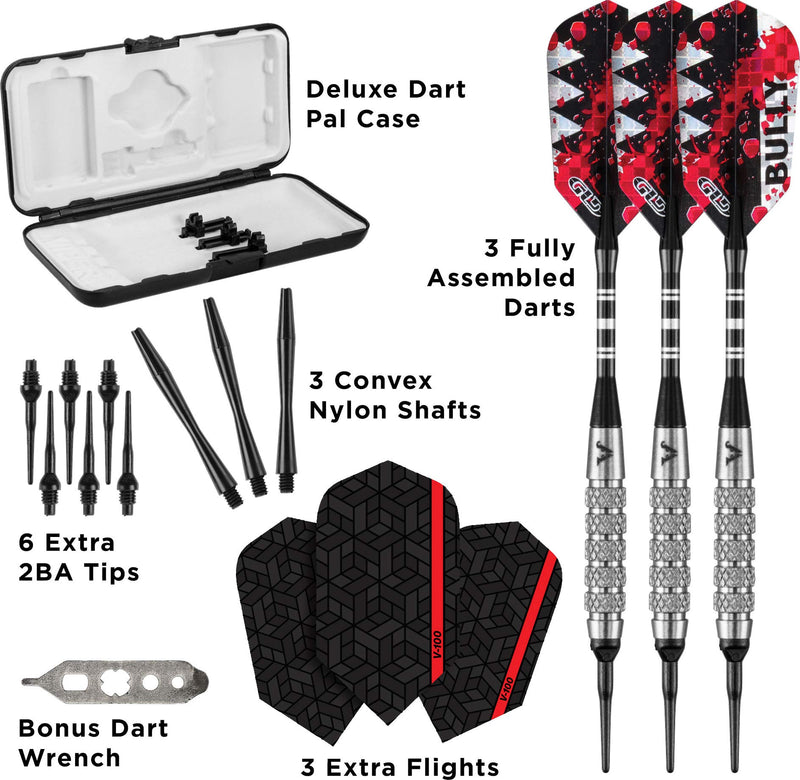 Viper Bully 80% Tungsten Soft Tip Darts with Storage/Travel Case, 18 Grams Coarse Knurling - BeesActive Australia