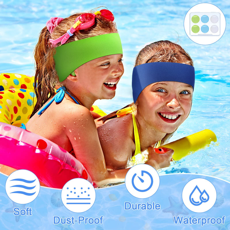 Swimming Headband Soft Silicone Earplugs Set, Including 3 Pcs Secure Swimmers Ear Band 3 Pairs Swimming Earplugs Swim Headbands for Kids Adults Moldable Ear Plugs for Swimming (Elegant Color) Elegant Color - BeesActive Australia